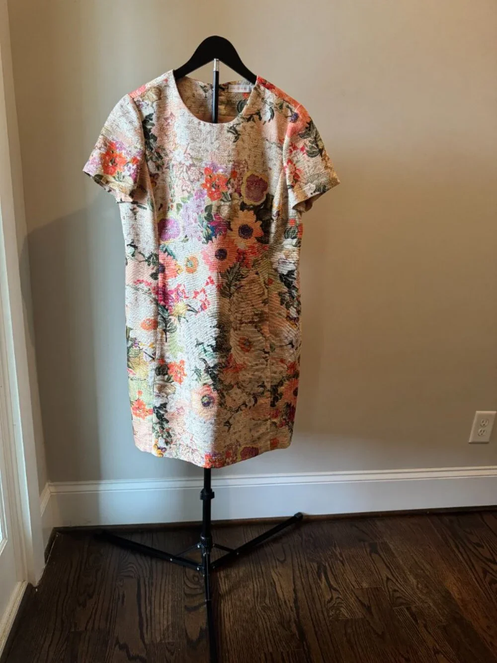 Tory Burch Peach Floral Mosaic Dress US Size 12 - Picture 3 of 12